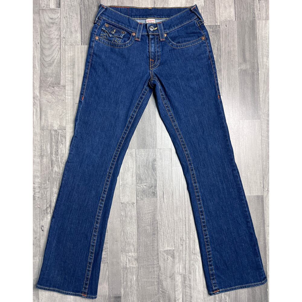 True Religion Billy Bootcut Jeans Women 28 Made in USA Flap Pocket Medium Wash